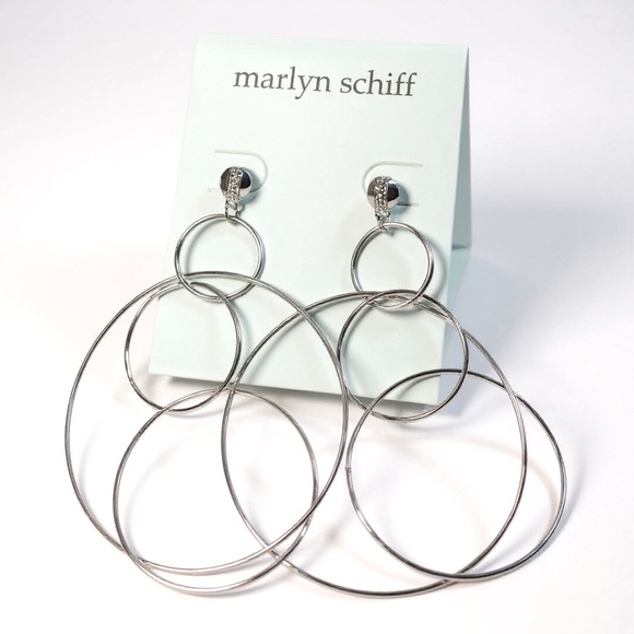 Marlyn Schiff Silver Multi-Hoop Statement Earrings - Picture 3 of 5